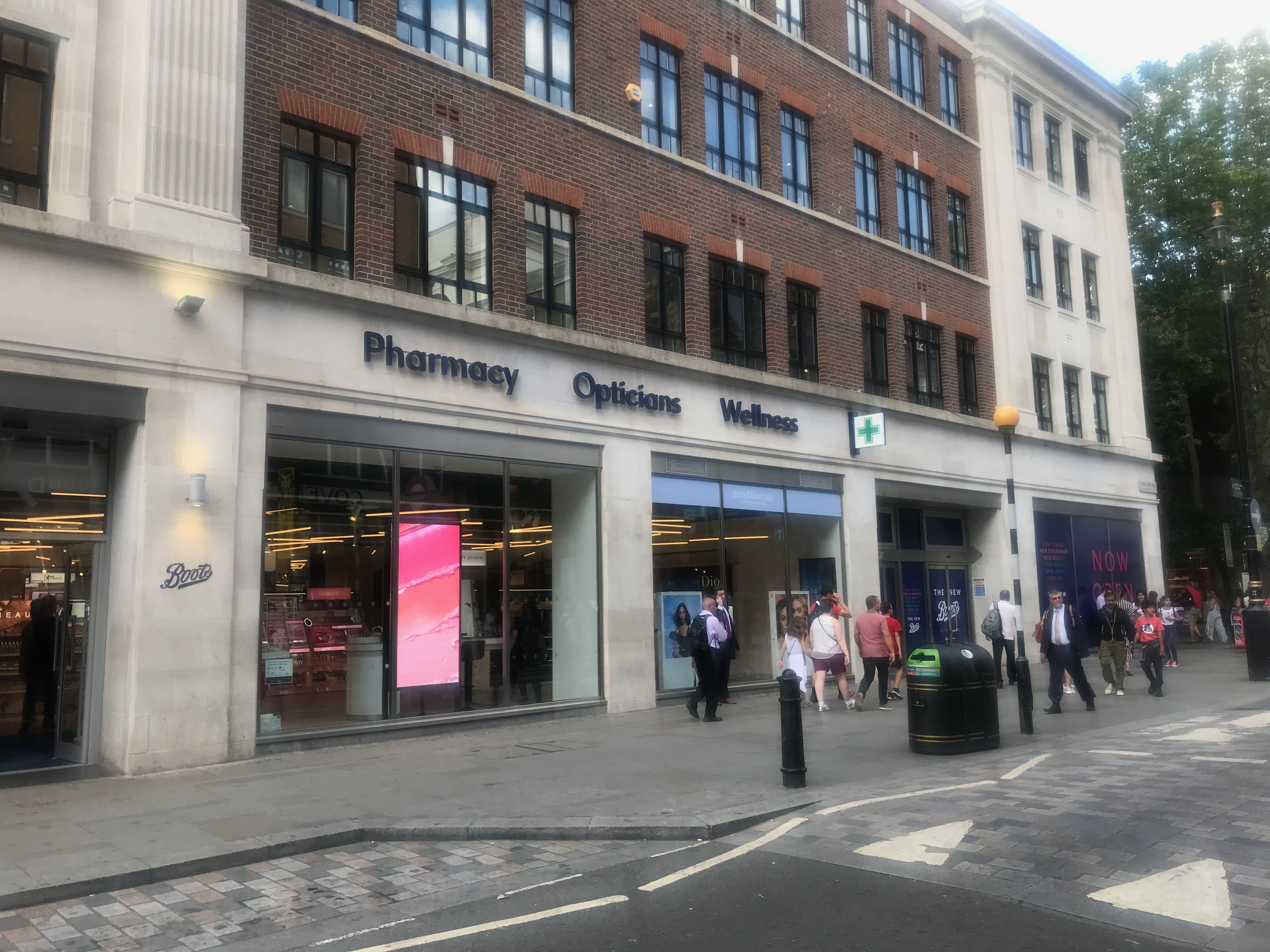 The outside interior of the new Boots Concept Store in London