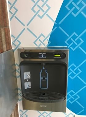New wall-mounted bottle refill station in Harpur Shopping Centre