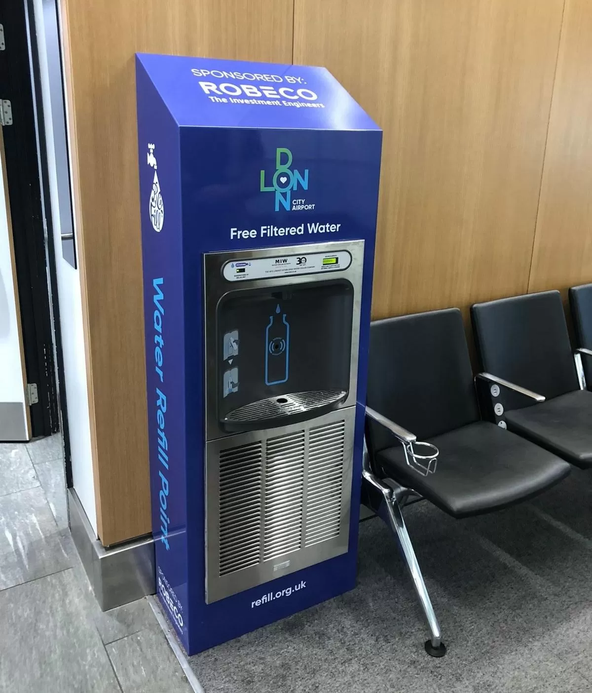 Eco Dispenser Bottle Refill Station Installed in London City Airport