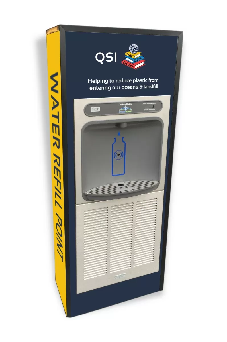Image of a contactless water bottle filler for QSI International School