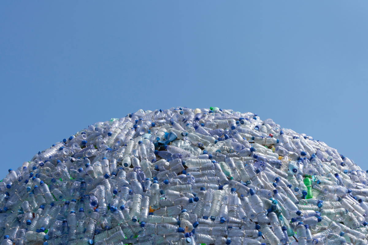 Large pile of plastic bottle waste